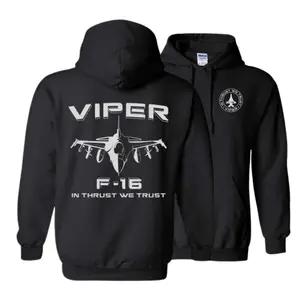 F-16 Viper Hoodie, 2 Sides In Thrust We Trust Jet Fighter Design with Tactical Aviation Graphic, U.S. Air Force Inspired Hoodie for Pilots, Veterans, Military Supporters, and Fighter Jet Fans for Men & Women
