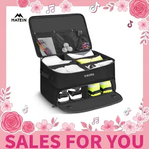 YOREPEK 2 Layer Golf Trunk Organizer, Golf Gifts for Men with Separate Ventilated Compartment for 2 Pair Shoes, Waterproof Car Trunk Locker for Balls, Tees, Clothes, Gloves, Gifts for Golfers