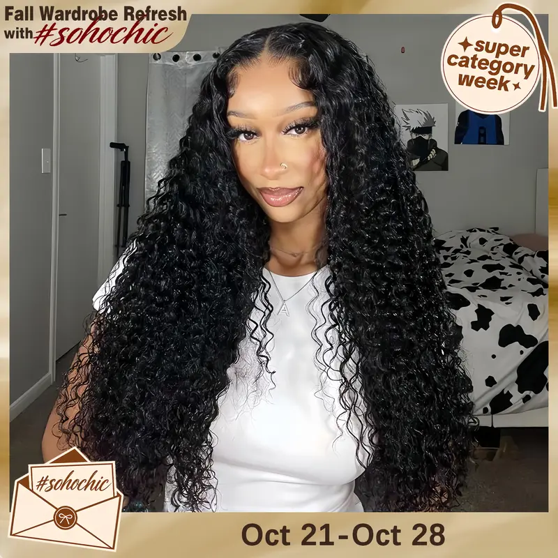 CheetahBeauty 13×6 HD Transparent Lace Front Deep Wave Wig Human Hair Pre Plucked Pre Cut Deep Wave Wig for Black Women #SohoChic #tiktokshopstockup
