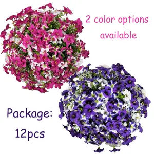 12 Bundles Artificial Flowers for Outdoors Realistic Faux Flowers Realistic Silk Flowers Colorful Morning Glory UV Resistant Plastic Flowers Spring Summer Decor for Outside Planter Porch Patio Yard Plastic Flower Bulk