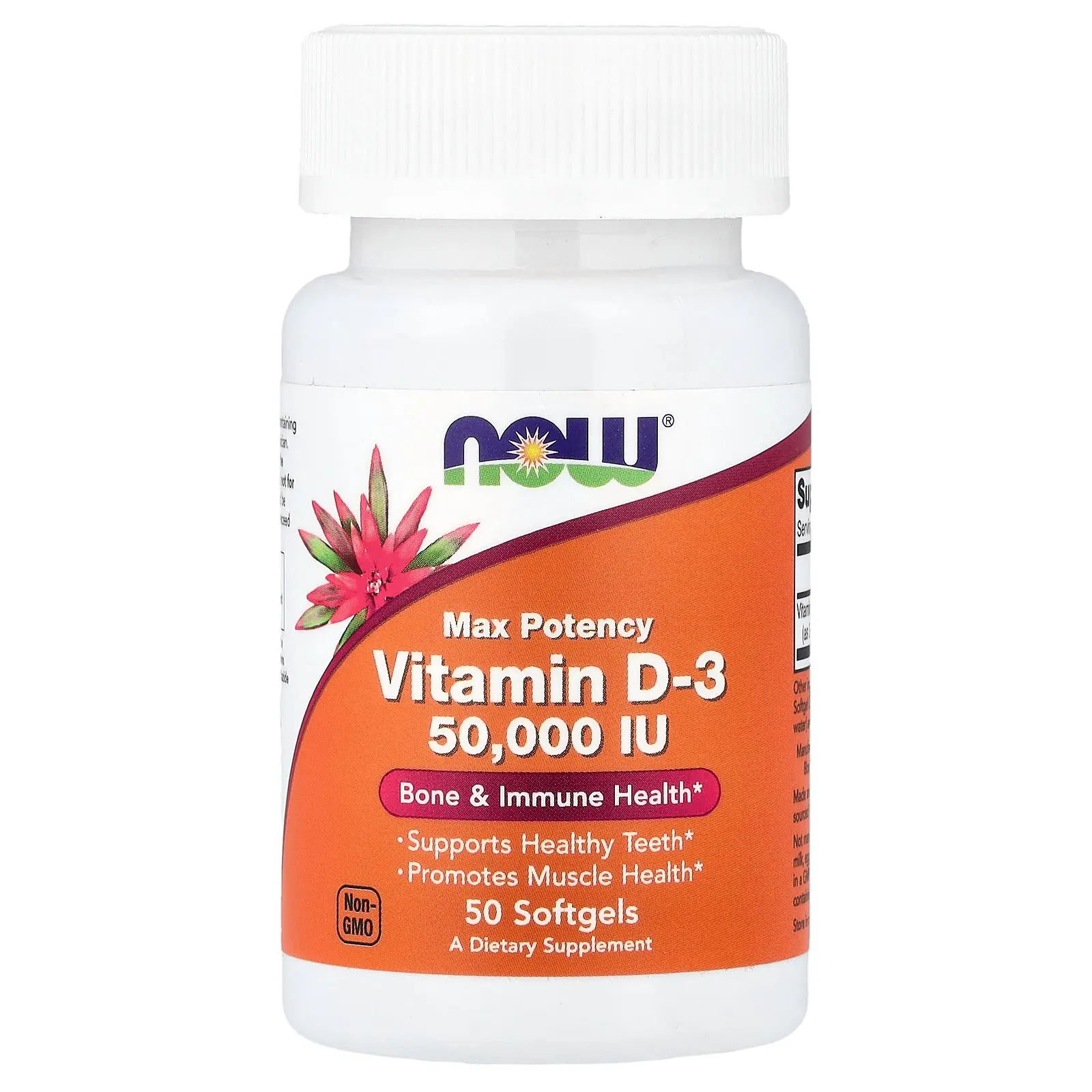 NOW Foods Vitamin D-3, Max Potency, 50,000 IU, 50 Softgels