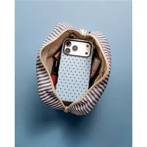 Dark blue polka dot phone case for iPhone 11/12/13/14/15/16/17 Pro Max/Plus