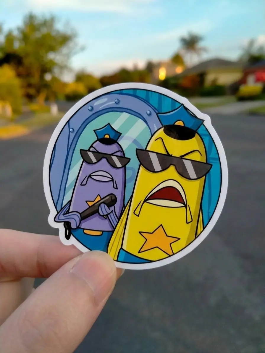 Spongebob Police Stickers, Police Meme Sticker, Funny Sticker