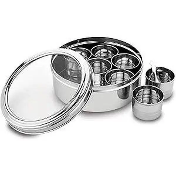 Nature’s Own Stainless Steel Masala Dabba Spice Box, 7 Container Spice Box
