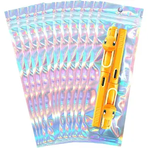 100 count 2.7x9 Inch Holographic Pen Bags - Resealable Smell-Proof Packaging Bags for Party Favors,  Storage, , , Craft Supplies & Lip gloss
