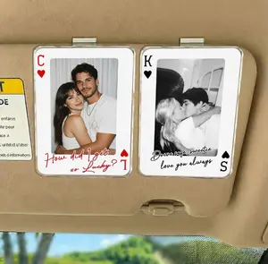 Playing Card Photo Car Visor Clip, Personalized Drive Safe Couple Gift, Custom Photo Keepsake For Him Or Her
