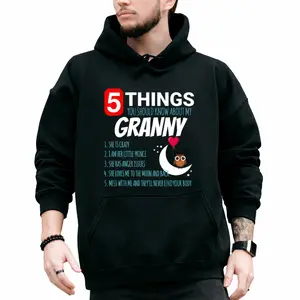 Casual Unisex Hoodie Featuring Fun Grandma and Penguin Print, Soft Fabric and Crew Neck