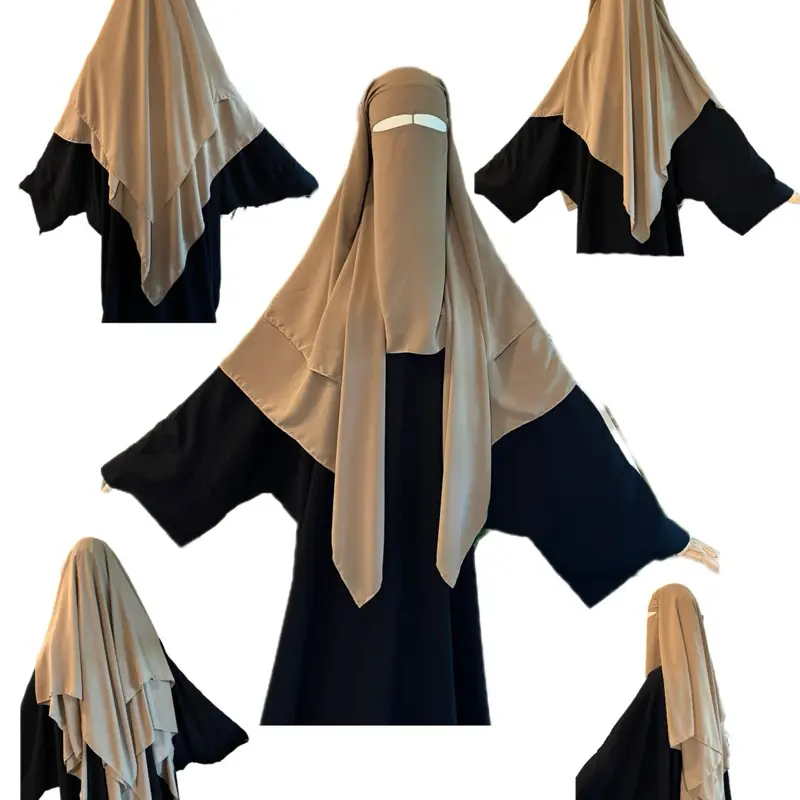 Sand color three layers nose string niqab