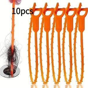 10-Piece Set 19.68in Extra-Long Drain Cleaner Tool Kit, Plastic Snake Hair Catcher for Shower Room Kitchen Sink Bathtub Bathroom Pipes,sewer cleaning tools,sewer cleaning hook & no need for chemicals,sewer cleaning hook drain clog remover