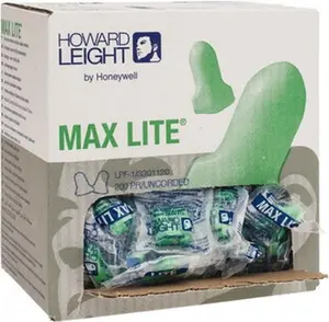 Howard Leight 200 Qty 1 Pack Disposable, Uncorded, 30 dB, Contoured & T Shape Earplugs Green, 200 Pairs LPF-1