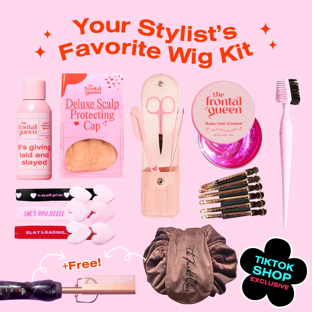 The Frontal Queen YOUR STYLIST’S FAVORITE WIG KIT – Full Wig Install Kit with Lace Melting Spray, Edge Tools, HD Wig Cap, FREE Hot Comb & FREE Velvet Wig Bag | Everything You Need to Pluck, Melt, and Slay Like a Pro, No Stylist Required tiktokshopspringgl