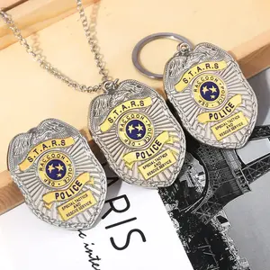 Movie Game Resident Evil Keychain Raccoon Symbolize Police Pendant Badges Cosplay Props Women Men Fans Jewelry Accessories Gifts