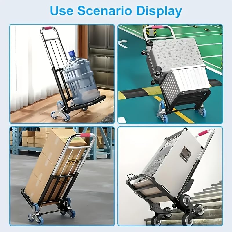 Folding Hand Truck Stair Climbing Cart Portable Luggage Dolly bear 240lbs for Travel Moving Shopping Office Sports Equipment Transport