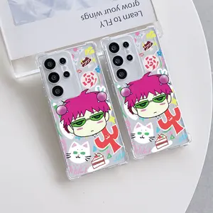 Saiki Kusuo's cute kitten Phone Case Suitable for Samsung Galaxy S25 S24 A37 A57 A56 A26 A36 A17 A07 A55 A35 A06 A05 A14 A24 A34 A54 A16 A05S A25 A15 A04E A04 S23 S22 S21 S20 FE Ultra Plus Edge 4G 5G Anti Fall Shockproof Transparent Soft Back Cover