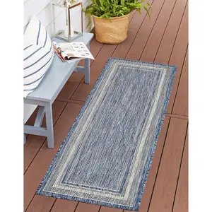 Blue Outdoor Border Rug