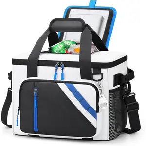 Cooler Bag, 30 Cans Beach Cooler, Large Insulated Soft Cooler with Bottle Opener, Ice Chest, Portable Collapsible Cooler for Travel, Camping, Shopping
