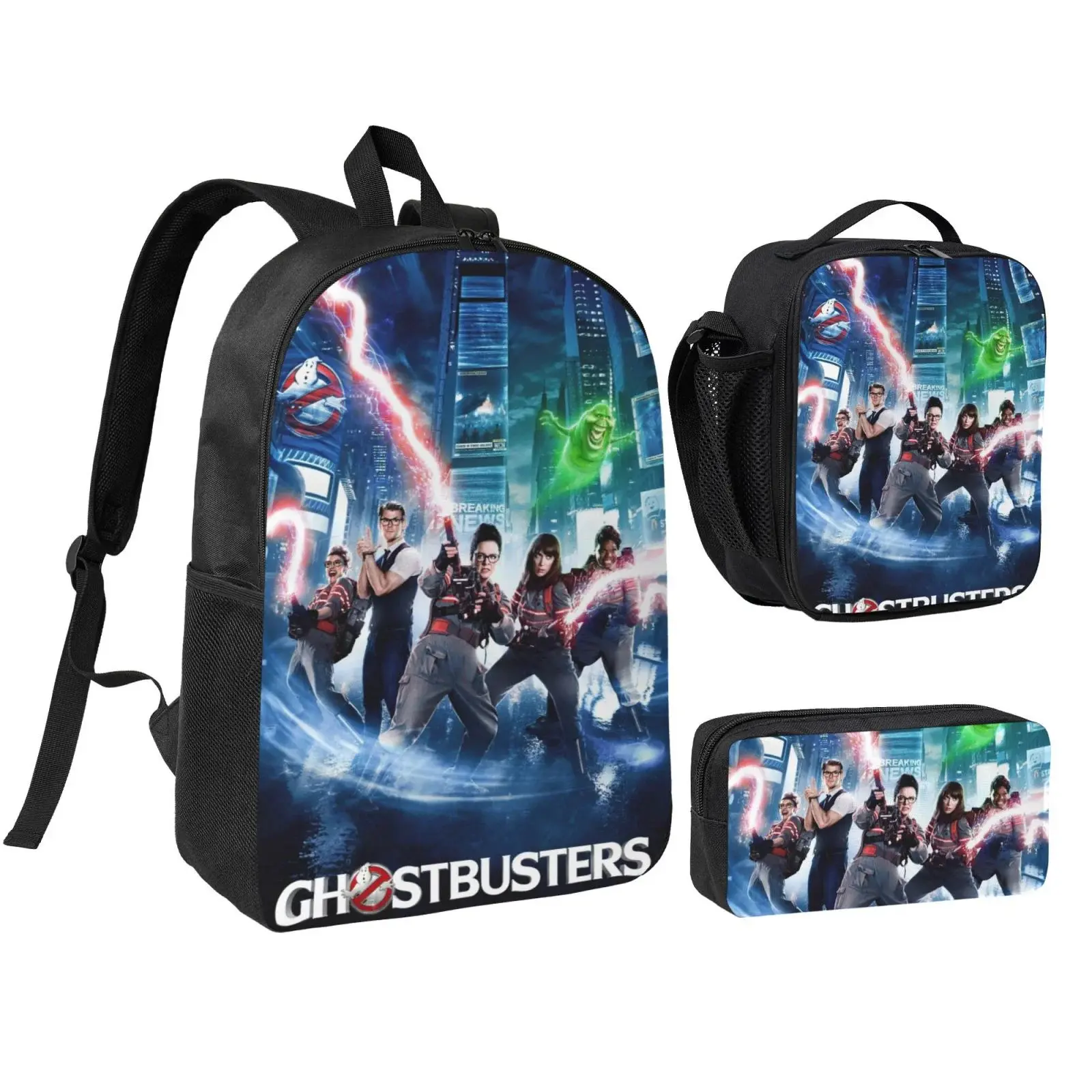 Ghostbusters Three piece backpack set young backpack combination backpack lunch bag pencil case