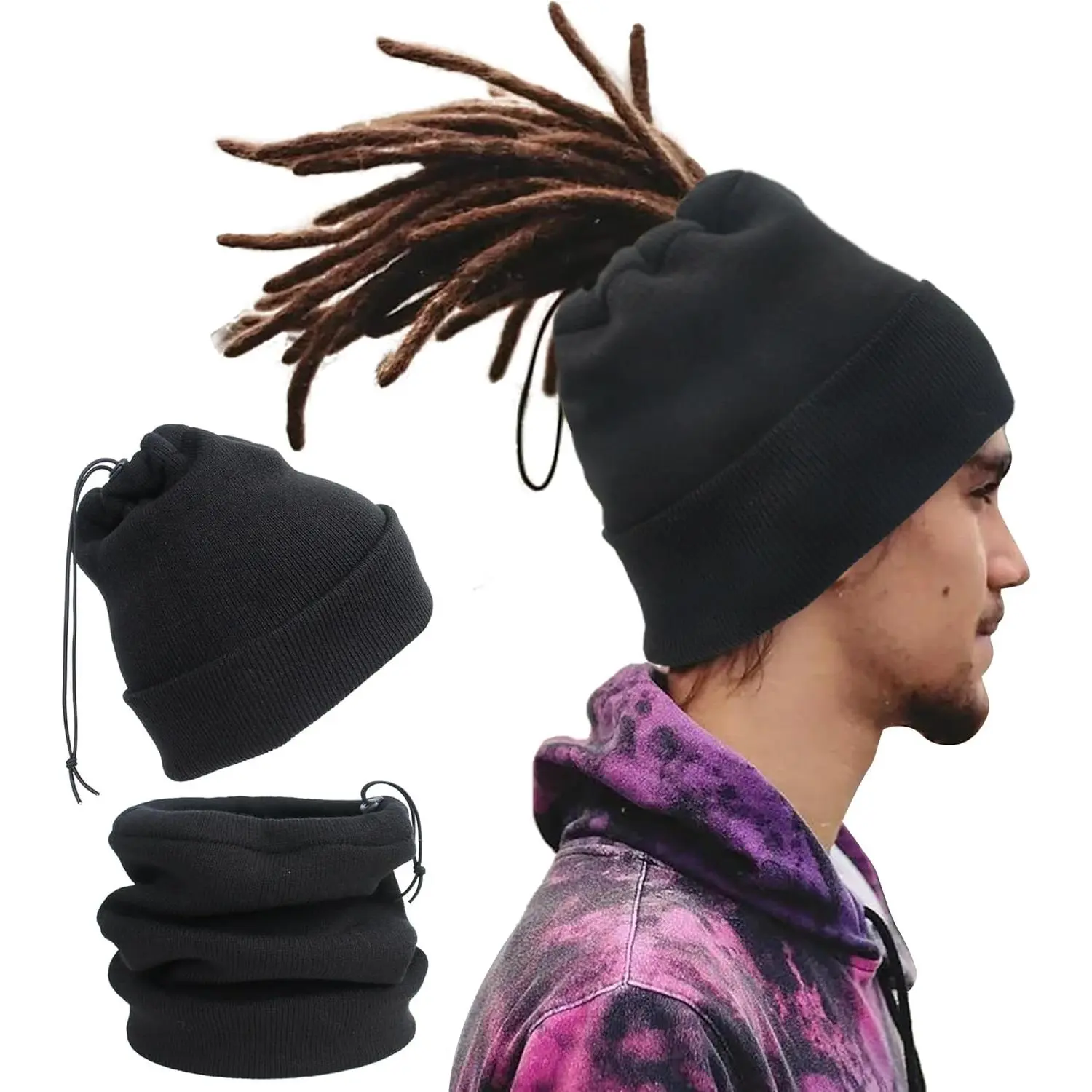 valentines gifts Unisex Knit Beanie Unisex Open Turban Beanies Winter Hats for Dreadlock Hair Wraps for Men Women