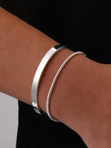 Men's Stainless Steel Cuff Bracelets Set, Casual Hip-Hop Style Open Bangles, Unisex All-Season Jewelry for Daily Wear & Party, Fashionable High Quality Bracelet