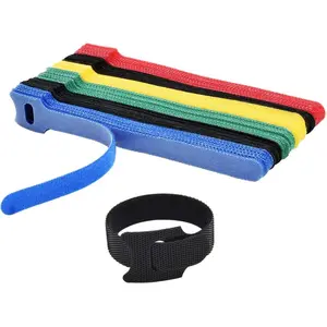 60PCS Reusable Cable Ties 6-Inch Microfiber Cloth Adjustable Hook Loop Organizer Assorted Colors Durable Cable Management Straps