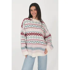 Cool Vibes Sweater in Ivory/Pink