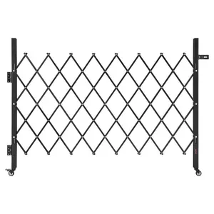 Lockable Folding Scissor Steel Gate with 360-Swivel Lockable Casters, Retractable Outdoor Barricade for Entry Security & Garage, 66.93x51.57" (WxH)