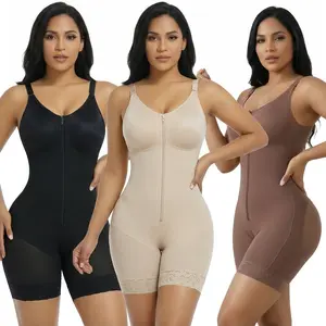 Women's Fajas Colombianas Bodysuit Tummy Control Butt Lifter Shapewear with Detachable Shoulder Straps & Zipper Crotch Compression Shaper