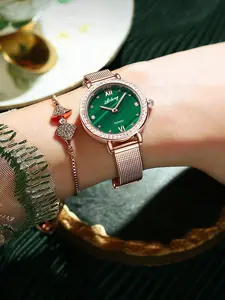 Shiny Women's Quartz Watch with Mother-of-Pearl Inlaid Dial Waterproof Compact Elegant Temperament Watch