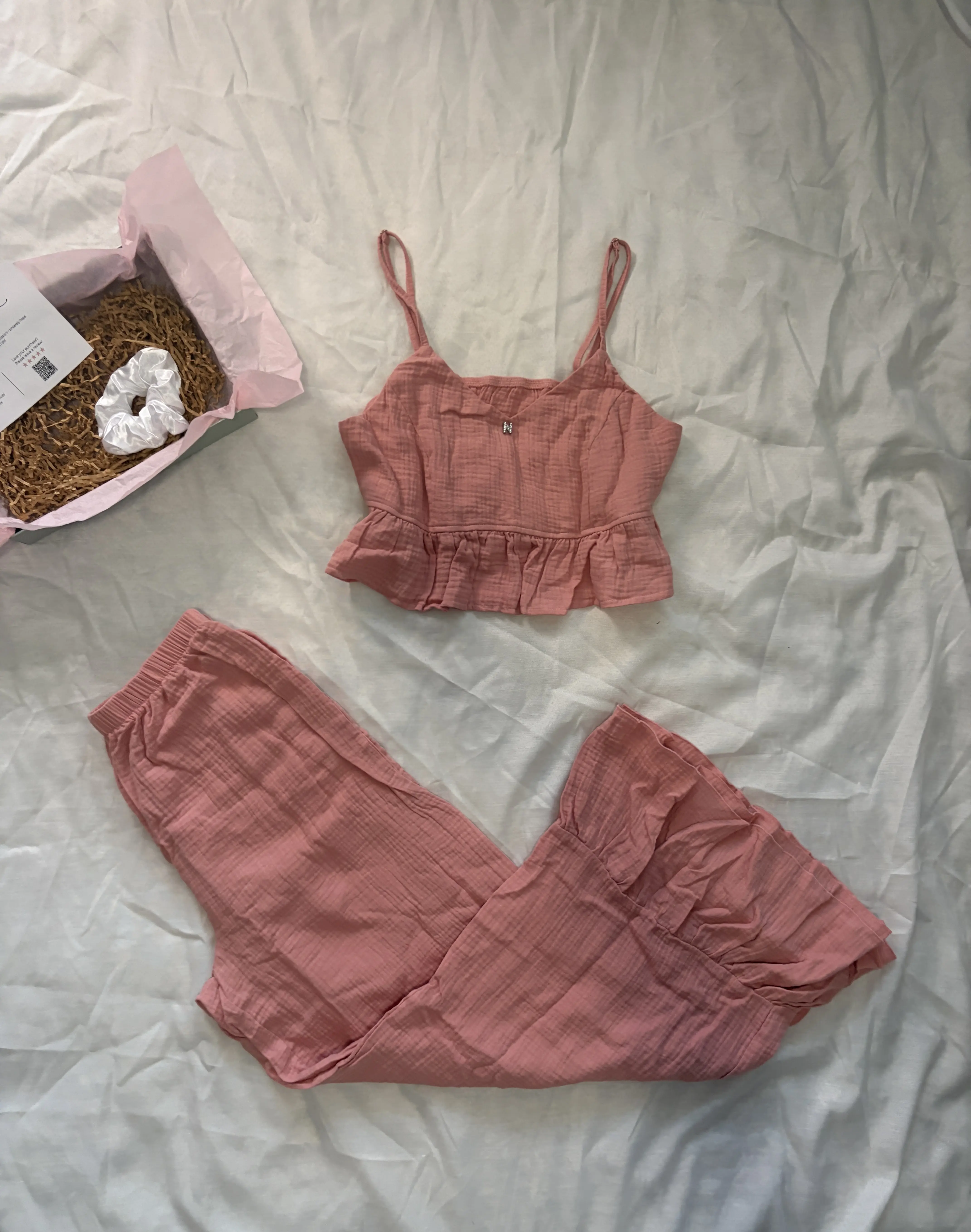 Boho Pink 100% Cotton Sleeveless Tie Up Lounge Sleepwear Pajama Set  Loungewear Pajama Pj Set l Personalizable CUSTOM SIZING AVAIL Gift Present