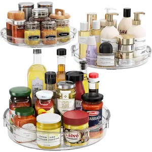 3 Pack Lazy Susan Organizer Turntable for Cabinet, Pantry Organizers and Storage, Rotating Condiment Organizer for Kitchen, Table Top, Fridge, Countertop, Spice Organization, 9.25'' 10.6'' 12''
