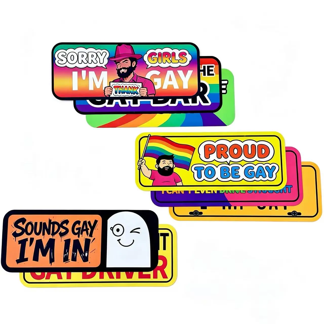 Rainbow Pride Magnetic Bumper Stickers – Funny Reusable Car Magnets 7.8x3.1in, Perfect for Cars, Trucks & Fridge Decor