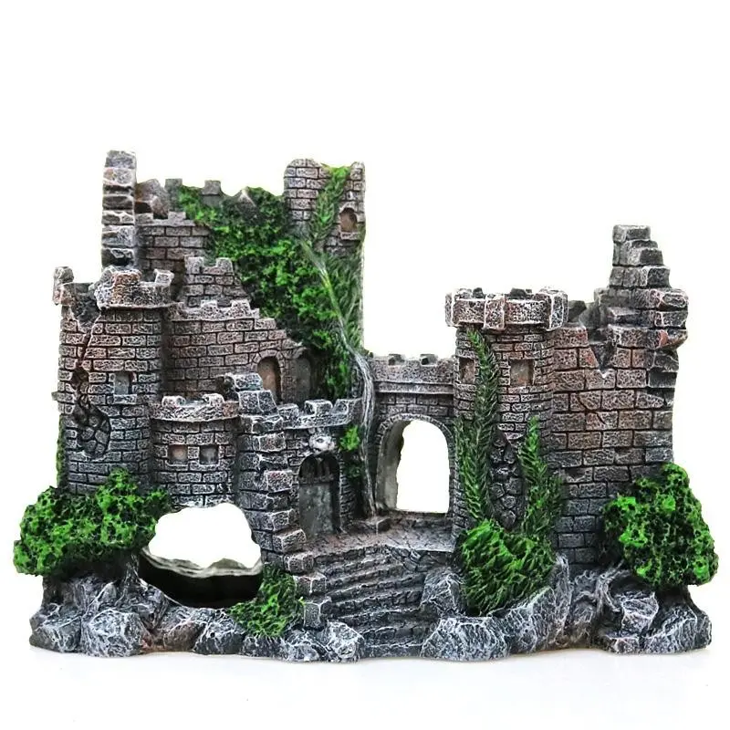 Aquarium Decoration Fish Tank Landscaping Ornament, Fish Tank Decorations, Fish Hideout Resin Craft, Building Castle Small Castle Pyramid, Aquascaping Decor, Aquarium Supplies