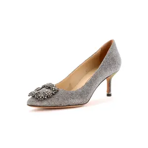 Pre-owned Manolo Blahnik Women's Hangisi Pumps Glitter Fabric 70 by Rebag