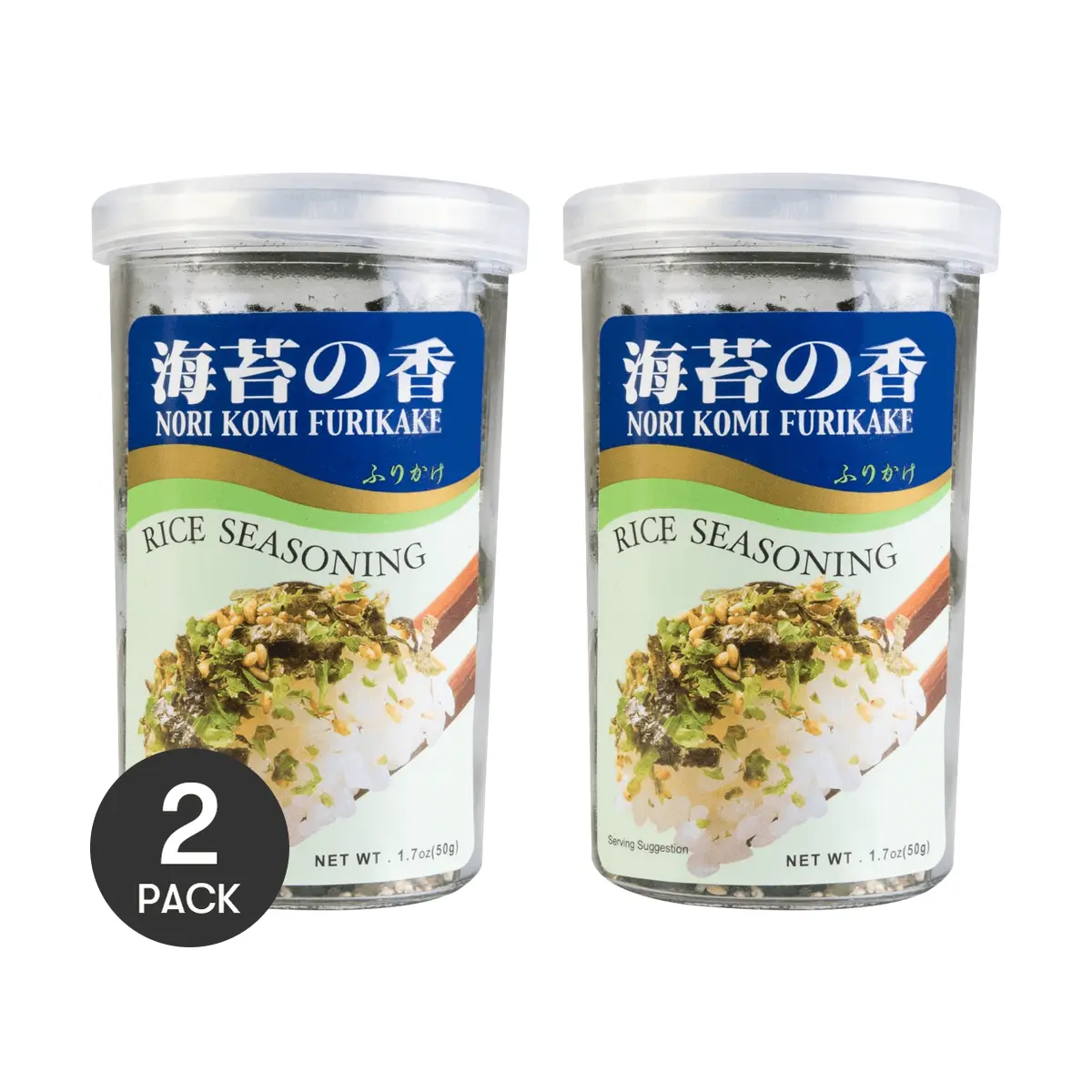 AJISHIMA Japanese Nori Komi Furikake Rice Seasoning - Seaweed & Sesame Flavor (2 Packs, 50g Each) - Authentic Japanese Umami