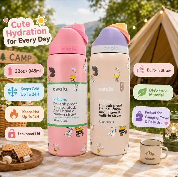 Owala FreeSip 32oz Full Collection New Product 2026 New FreeSip 32oz Water Bottle, Leakproof Built-in Straw, BPA Free Stainless Steel Cup, 24H Cold 12H Hot Travel Gym Bottle#Owala