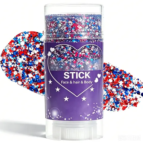 Festive Glitter Stick - Shimmering Body Makeup for Adults, Easy Application, Shine-Enhancing, 4th of July Celebrations Supplies, Hair/Face Cosmetic, Home & Party Use, Single Item