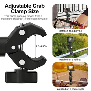 Compatible with GoPro, Insta360, and other action cameras; motorcycle riding accessories; gear; anti-vibration; non-slip handlebar mount; strong clamp