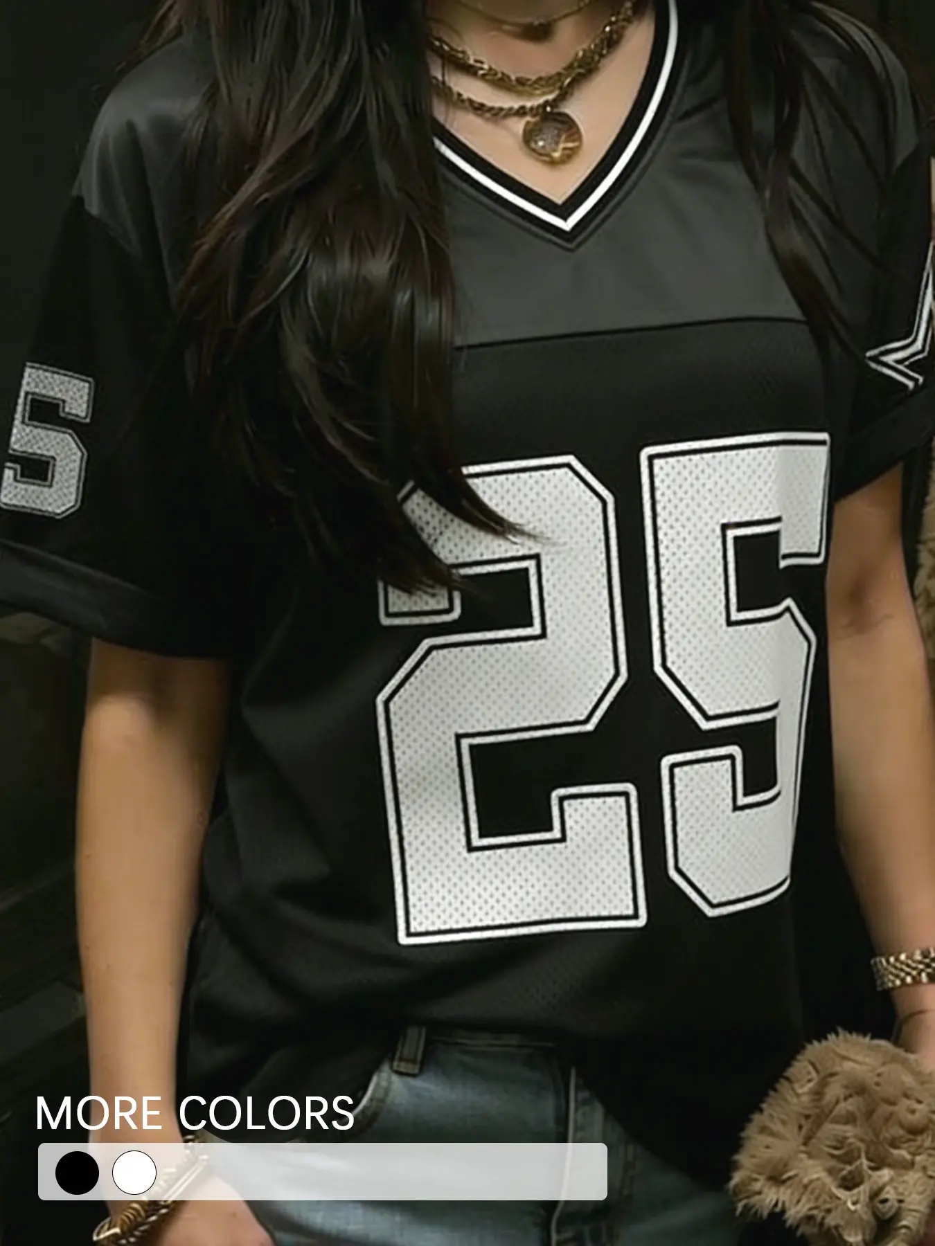 Women's Oversized V-Neck Football Jersey T-Shirt, Number 25 Graphic Sporty Tee For Streetwear Casual Outfits, Fitness Sport Top, Casual Sports Tops