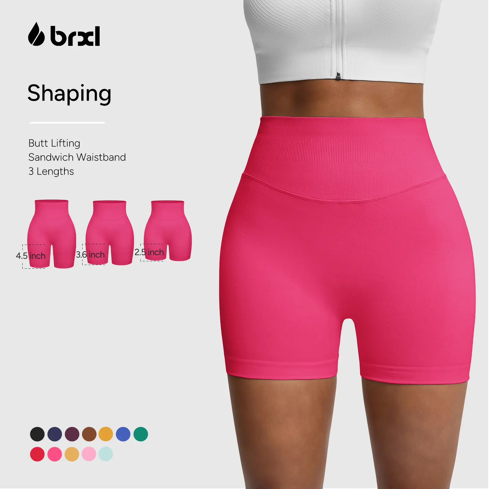 BRXL【Discount for live】Seamless Workout Shorts for Women Multiple Inseam Lengths 2.5 3.6 4.5 Inch Invisible Tummy Control Breathable Quick Dry Lycra Nylon Spandex for Yoga Gym Running Spring Summer-brxl-1