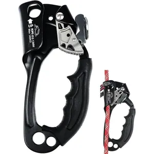 Manual Ascender High-Strength Aluminum Alloy Climbing Ascender with Rubber Handle Rappelling Gear for Rock Climbing Tree Art Rescue Mountaineering Caving Left and Right Hand