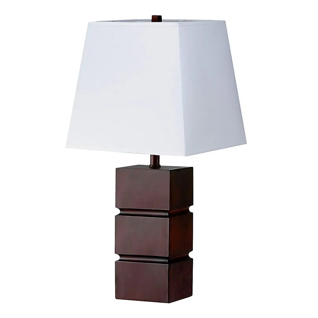 Polyresin Table Lamp - 27.5 in Tall, Dark Cherry Finish, White Fabric Shade for Interior Home Lighting, Table Lamps