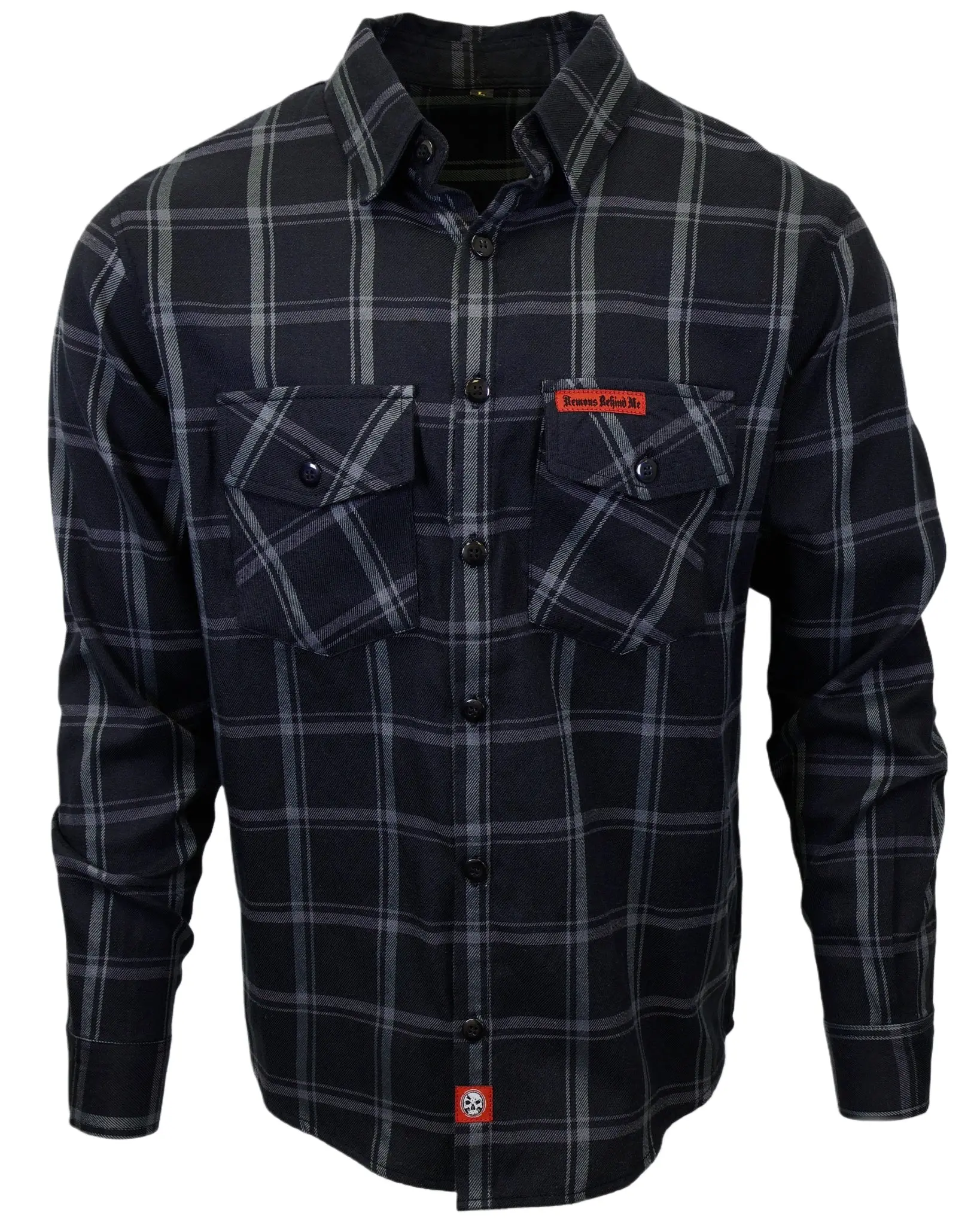 The "Gentleman" Black & Grey Flannel (Hidden Snap Collars)