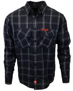 The "Slasher" Black & Grey Flannel (Hidden Snap Collars)