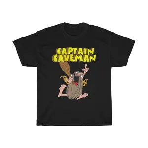 Funny Captain Caveman Men's Navy Black T-Shirt