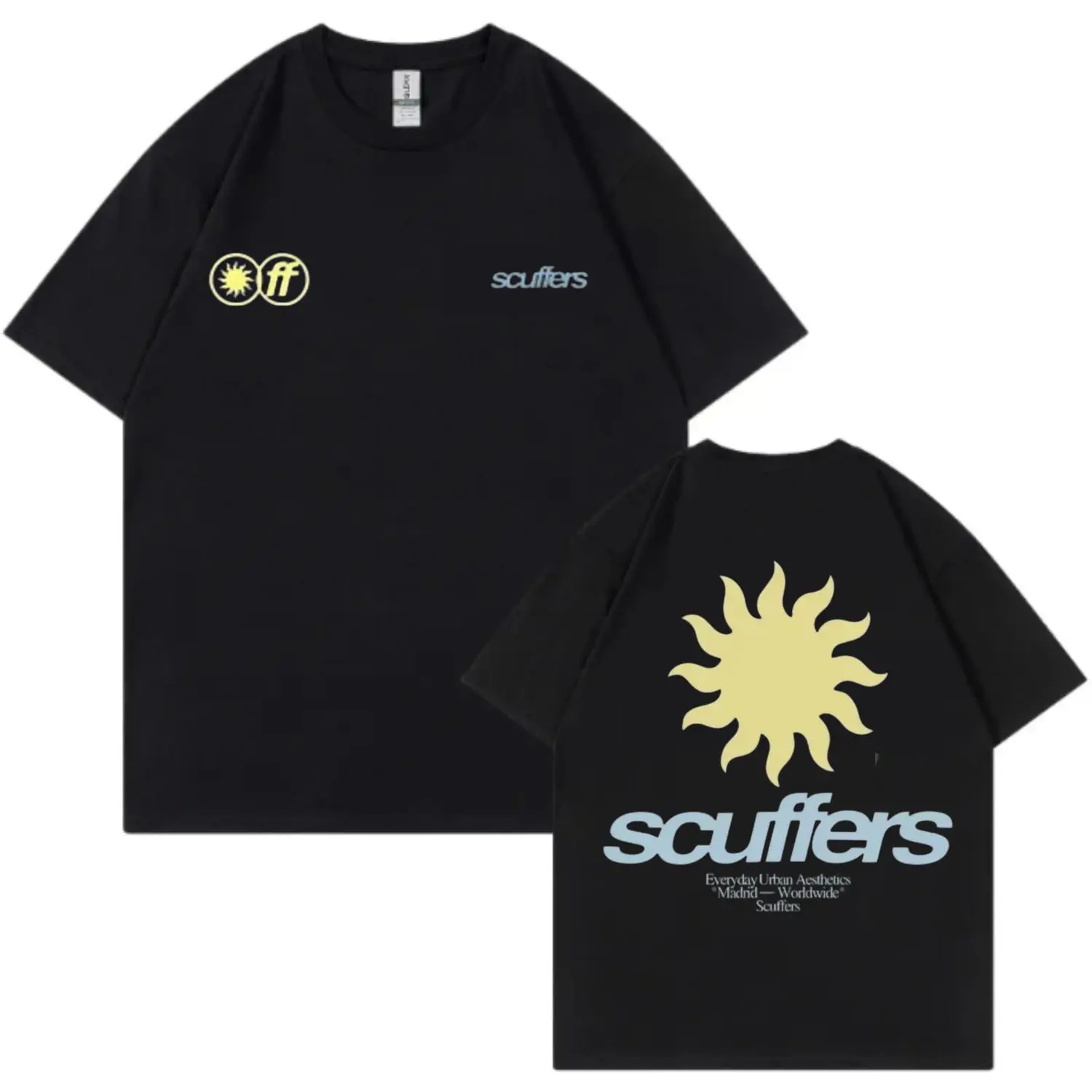 2025 Spanish Street  2 Sided T-Shirt | Tide Brand Printed Men, Surf Vacation Casual T-shirt, Trendy Brand Scuffers, Street Short Sleeves Top