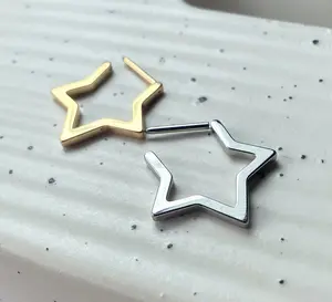 1pc Titanium Star Hinged Segment Ring Hoop Septum Nipple Helix Nose Body Jewelry