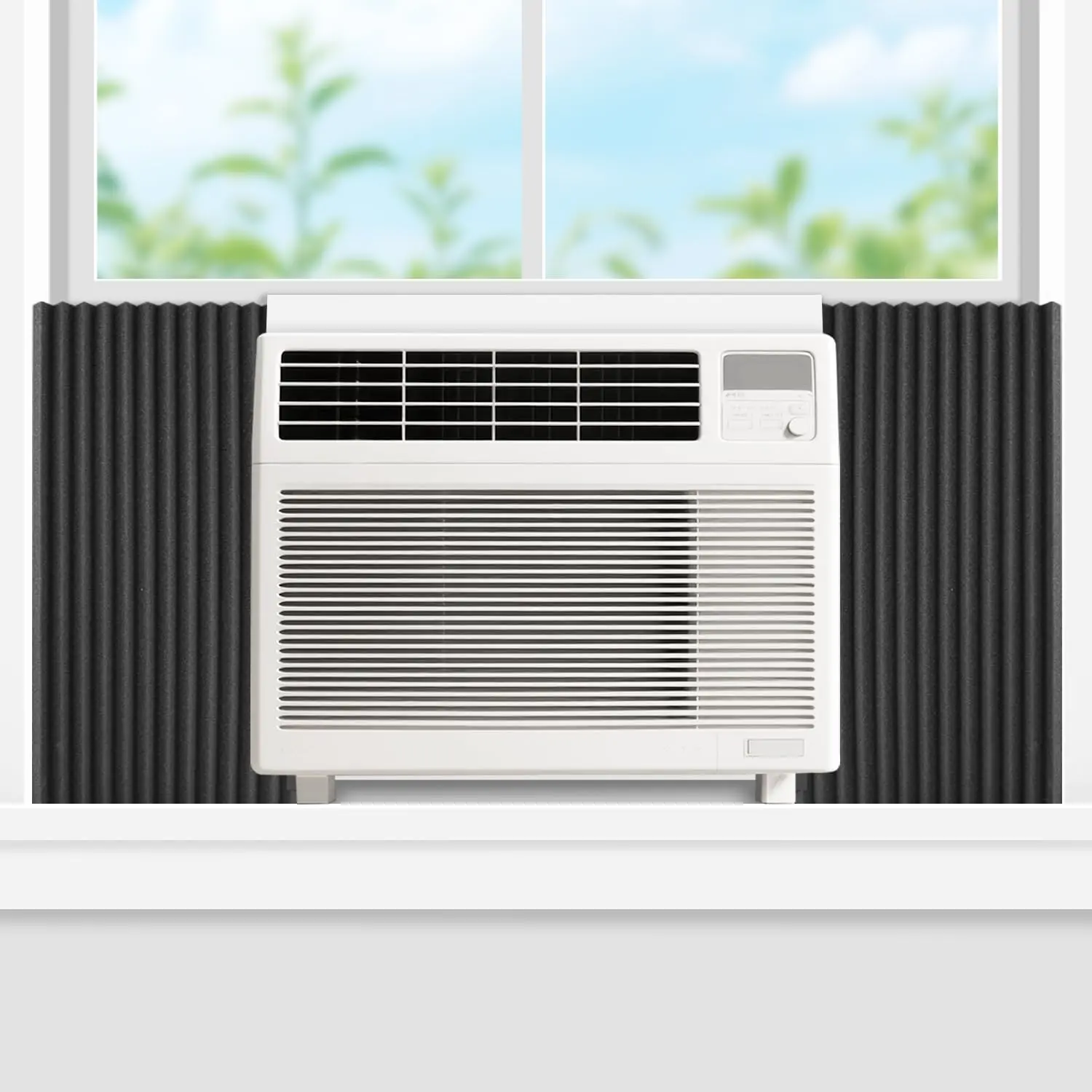 2 Pack Window Air Conditioner Side Panels, Ac Window Seal Kit Window Well Ac Covers for Outside Unit, Window Insulation for Summer Heat and Winter, 17in High X 9in Wide X 1in Thick, Black
