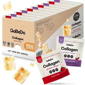 GoBeDo Collagen Protein Chips Variety Pack - 13g Protein, 10g Collagen, Dietitian Approved, Sweet Chili Pepper & Tomato Basil Flavors, Crunchy Healthy Snack Bars Low-Carb