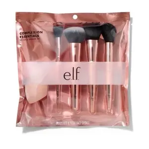 e.l.f. Complexion Essentials Brush & Sponge Set - Includes 4 Brushes & Total Face Sponge for Flawless Application