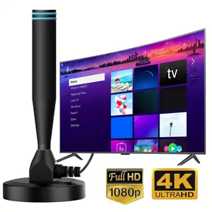 1080P 4K Ultra HD Digital Ground Wave TV Antenna, Family Use, Reliable Tv Performance, Long Range Signal Reception, 9.84 Ft Cable, Indoor Signal Booster, Compatible with Smart & Old Tvs